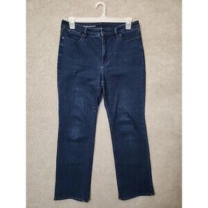 Talbots Flawless Barely Boot Jeans Womens 12 Petite Blue Dark Wash Stretch